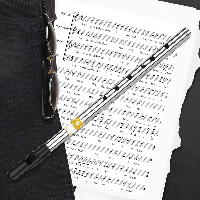 summina Irish Whistle Flute Key of C 6 Holes Flute Wind Musical Instruments for Beginners Intermediates Experts, Gold,Silver - Image 4